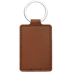 Personalised Brown PU Leather Keyring